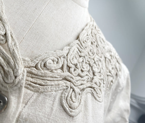 { Rare Find } Vintage 80s Together! Linen Blend Crochet Lace Accent Midi Dress