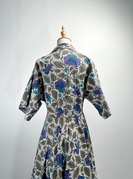 Charlotte | Vintage 1980s Batik style Holiday shirt dress