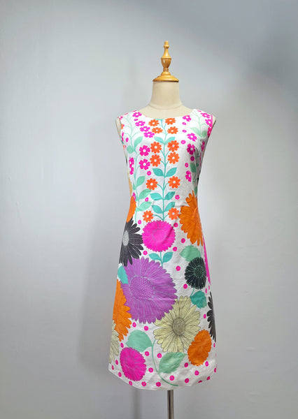 Twix | Vintage 1960s Twiggy mod flower power sheath mini dress