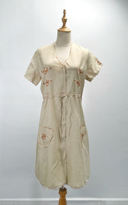 Piper | Vintage 1960s/1950s Scallop trim embroidered drawstring dress