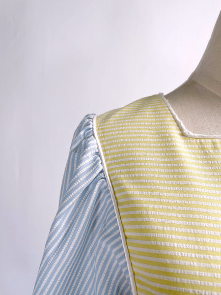 Must Have ! | Aurora | Vintage 1960s 1970s Pastel cheesecloth fabric striped dress