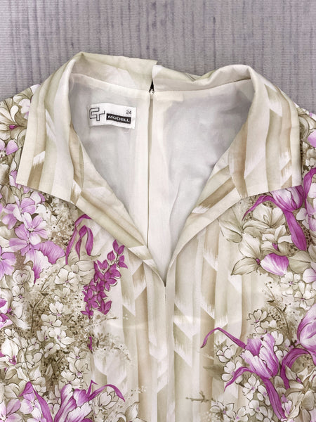 Meridian | Vintage 1980s orchid floral print XL dress