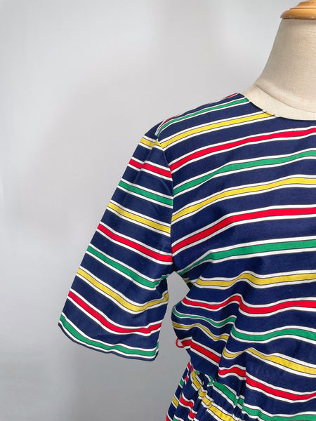Vintage 1980s nautical theme striped dress with pockets | Jolene |