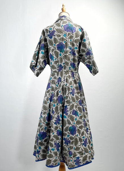 Charlotte | Vintage 1980s Batik style Holiday shirt dress