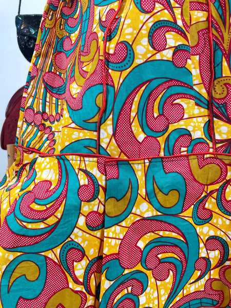 Vintage 70s Psychedelic Print Off-Shoulder Midi Dress | Kaen |