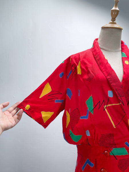Must-have | Rae | Vintage 1980s abstract geometric Pop art print Loose-fit dress