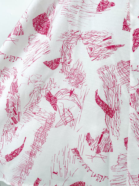 Shelley | Vintage 1980s pop-art abstract scribble print pop-over blazer neckline collared dress