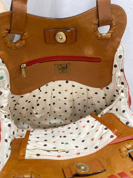 Vintage 1990s Y2K Leather Hobo Bag – Orange terracotta & Tan Boho Shoulder Purse