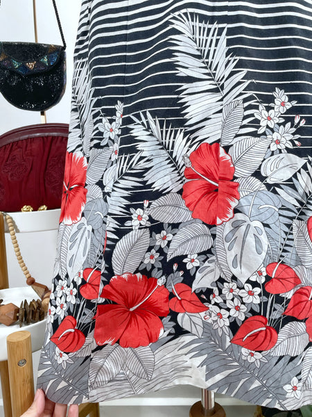 1950s 1960s floral tri-Color pinstripe sleeveless dress | Saffri |
