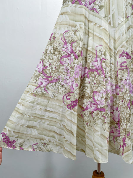 Meridian | Vintage 1980s orchid floral print XL dress
