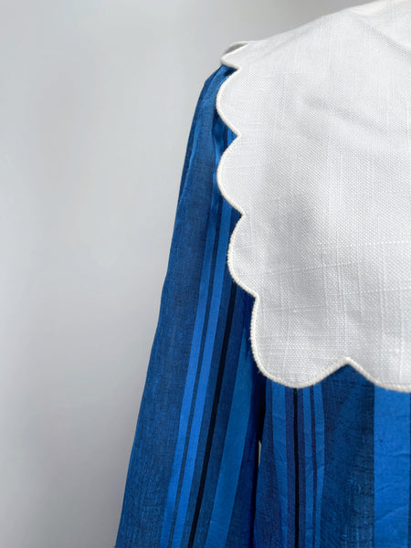 { Rare find } Midge | Vintage 1970s Royal blue Leslie Fay dress with Big scalloped collar