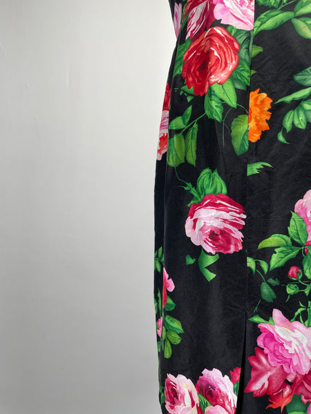 Must Have | 100% Silk Vintage 1960s 1970s Rose print Silk Dress