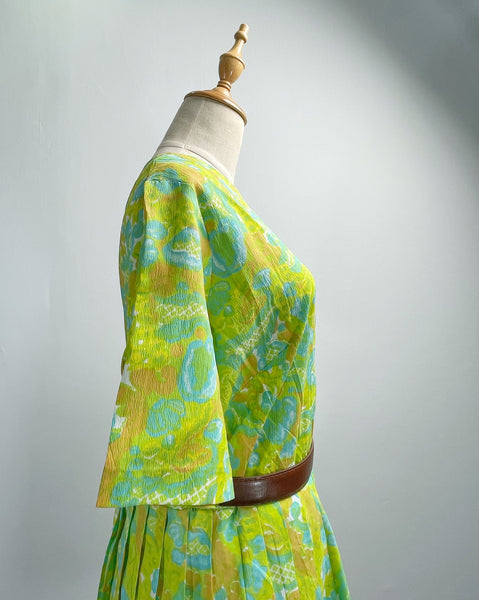 Stila | Vintage 1960s paisley retro print pleated Preppy chic Dress