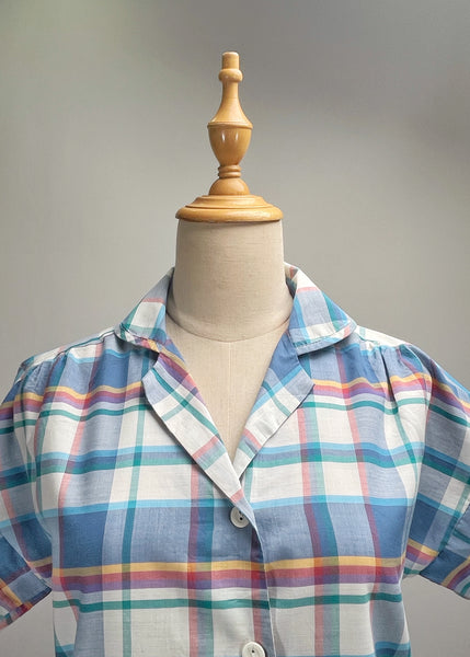 Maris | Vintage 1980s does 1950s Blue multicoloured Checkered Dress