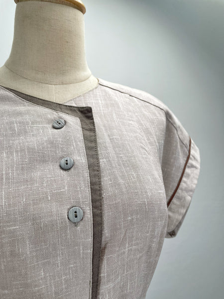 Terry | Vintage 1980s-does-1940s asymmetrical button flap dress