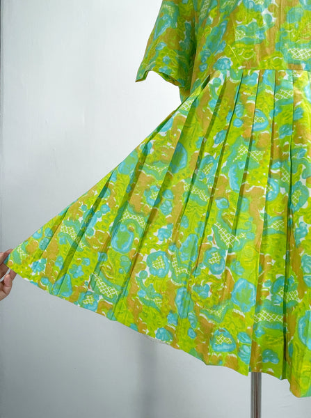 Stila | Vintage 1960s paisley retro print pleated Preppy chic Dress