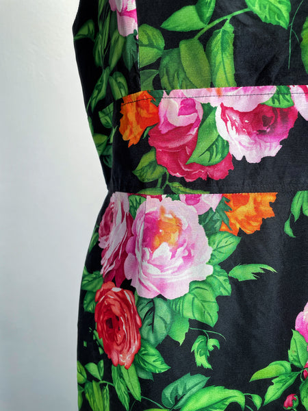 Must Have | 100% Silk Vintage 1960s 1970s Rose print Silk Dress