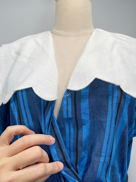 { Rare find } Midge | Vintage 1970s Royal blue Leslie Fay dress with Big scalloped collar
