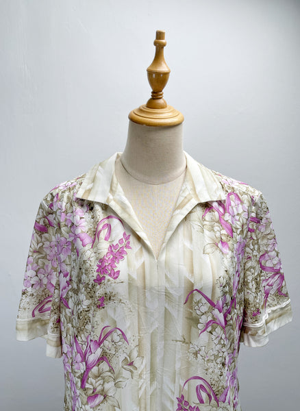 Meridian | Vintage 1980s orchid floral print XL dress