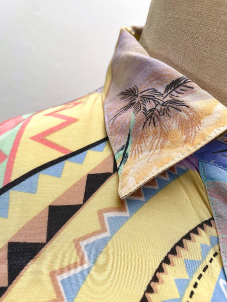Zack | Vintage 1980s Pastel abstract geometric print Loose shirt blouse