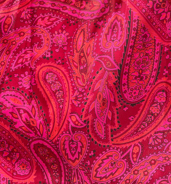 Must-have | Peyton | Vintage 1980s paisley pink red and orange jacket lapel dress | size S - M