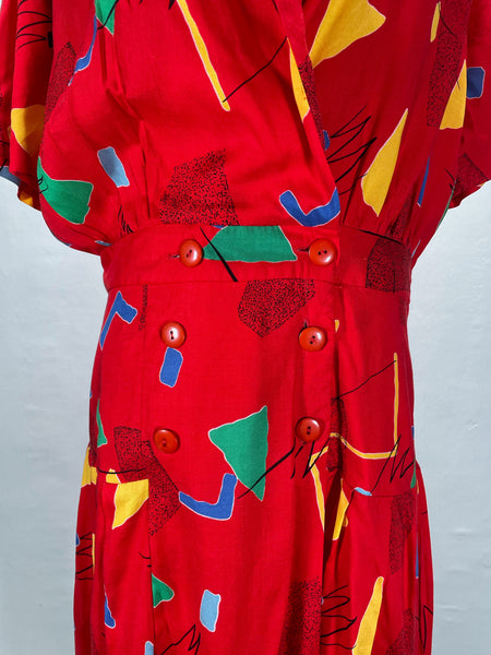 Must-have | Rae | Vintage 1980s abstract geometric Pop art print Loose-fit dress