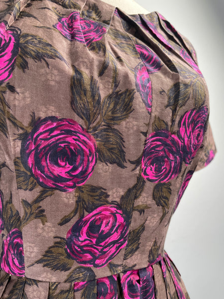 Viva En Rose | Vintage 1950s 1960s Madmen era cocktail dress with rose print