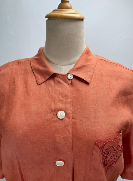 Vanna | Vintage 1950s Rust colored Circle skirt dress with lace pocket square