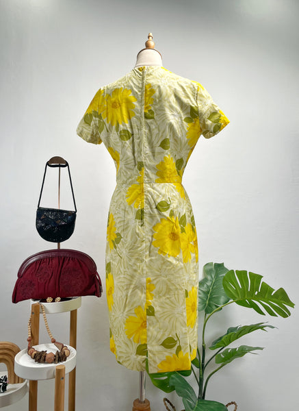 1950s 1960s sunflower yellow cocktail dress | Shae |