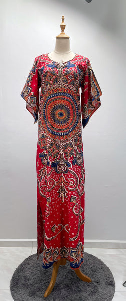 Frankie | Vintage 1960s 1970s Dashiki Handkerchief sleeves Long maxi Batik print dress