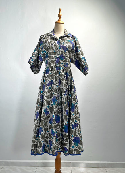 Charlotte | Vintage 1980s Batik style Holiday shirt dress
