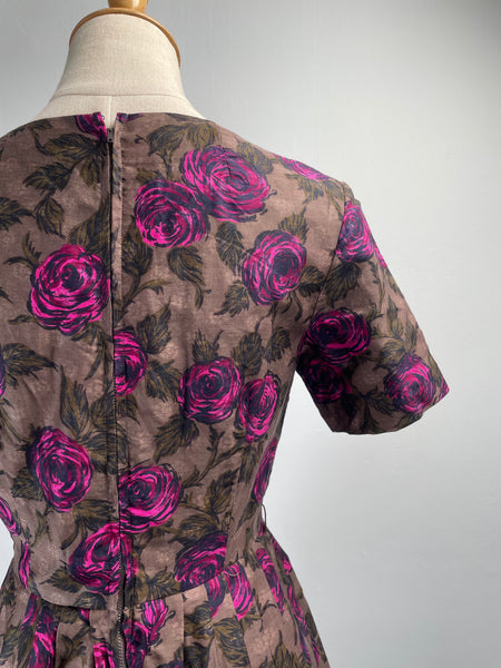 Viva En Rose | Vintage 1950s 1960s Madmen era cocktail dress with rose print