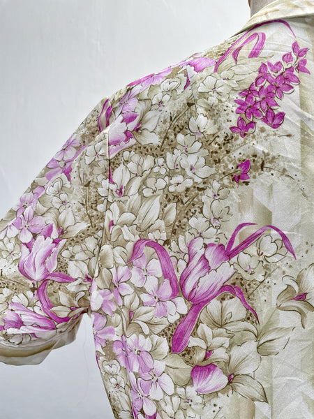 Meridian | Vintage 1980s orchid floral print XL dress