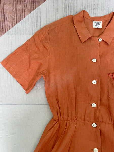 Vanna | Vintage 1950s Rust colored Circle skirt dress with lace pocket square