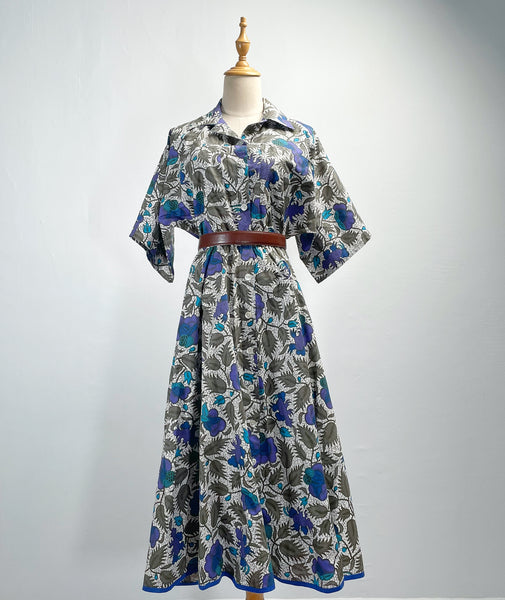 Charlotte | Vintage 1980s Batik style Holiday shirt dress