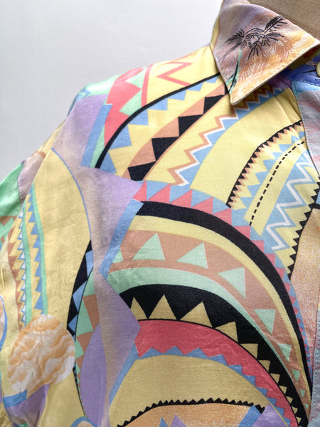 Zack | Vintage 1980s Pastel abstract geometric print Loose shirt blouse