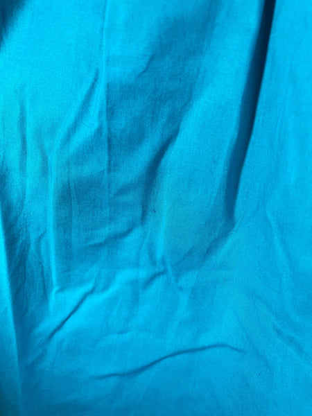 Tully | Vintage 1960s 1970s turquoise blue multicolour trim tulip-sleeves maxi dress with pockets