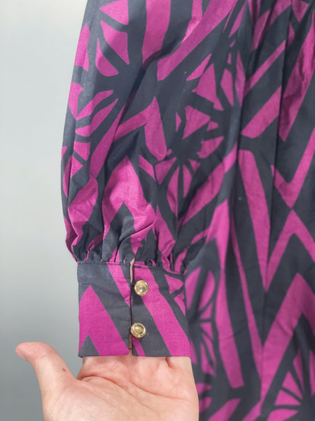 Parker | 2000- does - 1960s 1970s geometric print casual gown with skirt opening