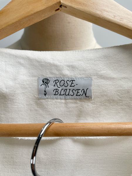 Vintage embroidery European  Linen Rose Blusen Vest with stamped buttons