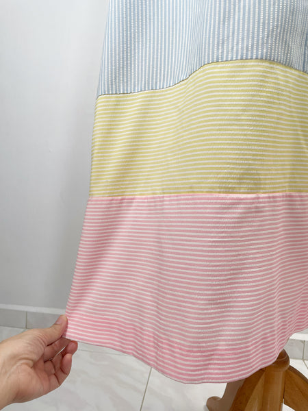 Must Have ! | Aurora | Vintage 1960s 1970s Pastel cheesecloth fabric striped dress