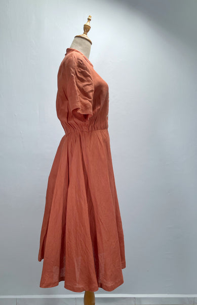 Vanna | Vintage 1950s Rust colored Circle skirt dress with lace pocket square