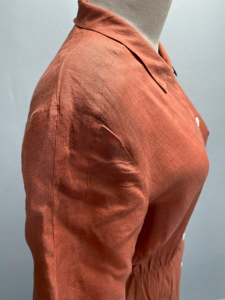 Vanna | Vintage 1950s Rust colored Circle skirt dress with lace pocket square