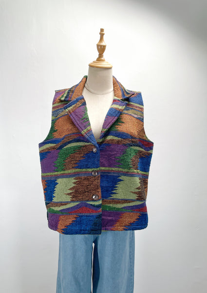 Must-have | Myre | Vintage 1990s Wool mix Aztec ethnic style jacket vest