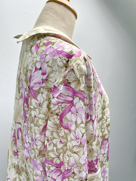 Meridian | Vintage 1980s orchid floral print XL dress