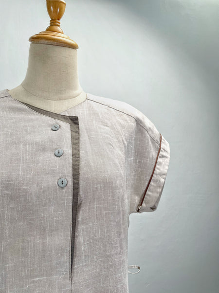 Terry | Vintage 1980s-does-1940s asymmetrical button flap dress