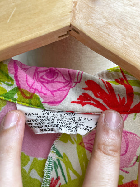 Vintage Designer Ken Scott Hand-Printed Floral Maxi Dress | {Rare Find} |