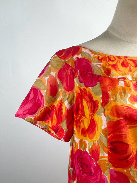 Rosario | Vintage 1950s 1960s 2-way Alice of California rose print floral dress