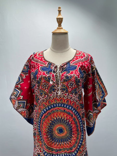 Frankie | Vintage 1960s 1970s Dashiki Handkerchief sleeves Long maxi Batik print dress