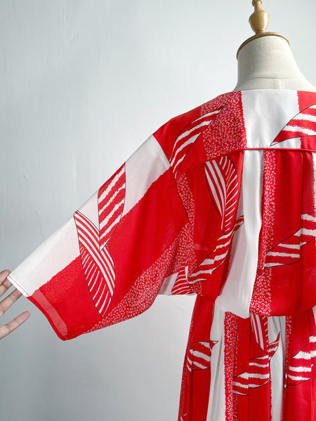 Sasha | Vintage 1980s cowl-neck flowy chiffon geometric print dress