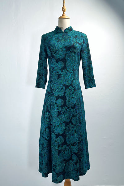 Jeri | 2000s zippered mandarin collar stretchy Cheongsam-style long-sleeved dress